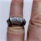 Vintage Sterling Silver CZ & Black Crystal Dome Ring Lot Sz 8