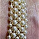Vintage Retro Faux Pearl Bracelet with Sterling Silver filigree Clasp Lot 6-3/4"