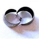 Vintage Sterling Silver 3/4 Corrugated Ridged Wide Hoop Post Earrings Lot