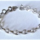 Vintage Sterling Silver Heart Links Diamond Tennis Bracelet Lot 6-3/4"