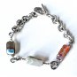 Vintage Sterling Silver Handmade Agate Link Toggle Bracelet Lot 7.75"