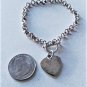 Vintage Sterling Silver Dangle Diamond Heart Charm Toggle Bracelet Lot 7-1/2"