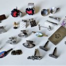Vtg Sterling Silver & Mixed Lot Cufflinks Tie Bars & Tacs Prs + Quirky Singles