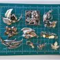 Vintage Sterling Silver Art Deco Organic Floral Nature Pin Brooches Lot of 17