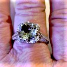 Vtg Gold Vermeil Sterling Silver BBJ Cushion Prasiolite Diamond Ring Lot Sz 10.5
