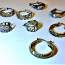 Vintage Sterling Silver Hoop Earrings Lot Collection of 4 Pairs