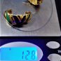 Vtg Gold Plate AVON Green Blue Enamel Statement Half Hoop Post Earrings Lot 80s