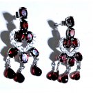 Vintage Sterling Silver Chandelier Garnet & CZ Dangle Drop Post Earrings Lot