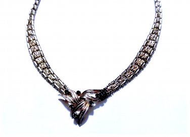 Vintage Rose Gold Vermeil ITALY Sapphire Chevron Necklace Lot 17-1/4"