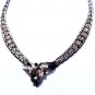 Vintage Rose Gold Vermeil ITALY Sapphire Chevron Necklace Lot 17-1/4"