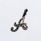 Vintage Sterling Silver Marcasite Script "A" Necklace Pendant Lot