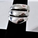 Vintage Sterling Silver MODERNIST Ribbed Statement Band Ring Lot Sz 7.5