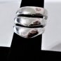 Vintage Sterling Silver MODERNIST Ribbed Statement Band Ring Lot Sz 7.5