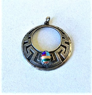 Vintage Sterling Silver Southwest Inlaid Necklace Pendant Lot WM