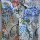 Vtg CAMPIA MODA Hawaiian Floral Print Short Sleeve Button Down Rayon Shirt Sz L