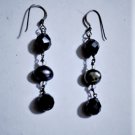 Vintage Sterling Silver Pearl & Hematite Beaded Dangle Drop Earrings Lot