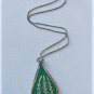 Vintage Sterling Silver MODERNIST Truquoise Inlay Cactus MEXICO Pendant Necklace
