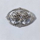 Antique Edwardian Sterling Silver Lovely Marcasite Double Roses Pin Brooch Lot