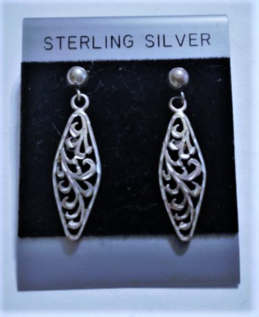 Vintage Sterling Silver Floral Openwork Dangle Drop Post Earrings Lot NOS
