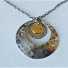 Vintage Sterling Silver MODERNIST Hammered Disc in Circle Pendant Necklace Lot