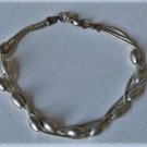 Vintage Sterling Silver 3-Strand Station Beaded Snake Chain Bracelet Lot 8-3/8"