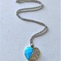 Vintage Sterling Silver Openwork & Turquoise Heart Pendant Necklace Lot 18"