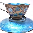 Antique Chinese Enameled Silvered Copper Cup & Saucer Stamped *CHINA* Lot