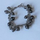 Vtg Sterling Silver Smoky Topaz Dangle Charms Beads Balls Toggle Bracelet Lot