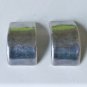 Vtg Sterling Silver BAT-AMI Modernist Hammered Look Flat Half Hoop Clip Earrings