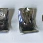 Vtg Sterling Silver BAT-AMI Modernist Hammered Look Flat Half Hoop Clip Earrings