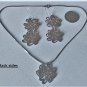 Vtg Sterling Silver MODERNIST Reversible Dangle Drop Earrings & Necklace Lot