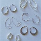 Vintage Sterling Silver Eclectic MODERNIST Hoop Earrings Lot of 7 Pairs