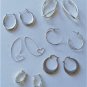 Vintage Sterling Silver Eclectic MODERNIST Hoop Earrings Lot of 7 Pairs