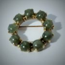 Vintage 14K YG with Celadon Jadeite Cabs Open Circle Pin Brooch Lot
