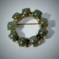 Vintage 14K YG with Celadon Jadeite Cabs Open Circle Pin Brooch Lot