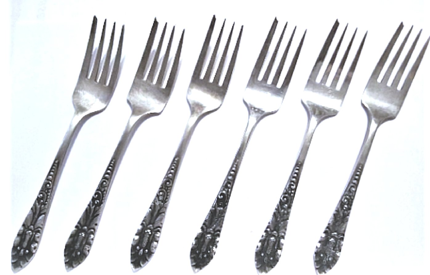 Vintage 850 Silver Latin American Baroque Floral Forks Lot of 6 65/8