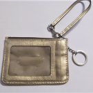Coach Khaki Classic "C" w Gold Leather Key Ring ID Window Wristlet Lot EUC