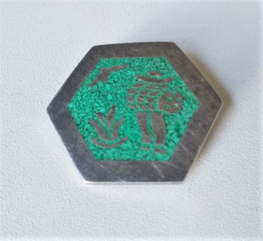Vintage Sterling Silver Turquoise Inlay MEXICO Pin Brooch Lot
