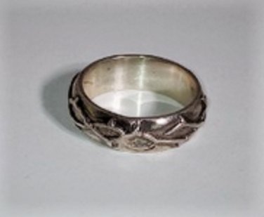 Vintage Sterling Silver MODERNIST BRUTALIST Relief Design Band Ring Lot ~ Sz 8
