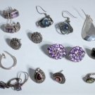 Vintage Mixed Lot of Various Gemstone, Marcasite & CZ Earrings 22 Pieces