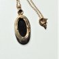 Antique Edwardian 12K Gold Filled Onyx Pendant Necklace Lot 18.5"