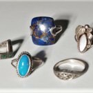 Vintage Sterling Silver SOUTHWEST Rings Lot Collection of 5