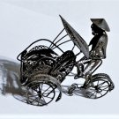 Antique Sterling Silver Handmade Filigree Chinese Mini Rickshaw Man Sculpture
