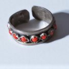 Vtg Sterling Silver SOUTHWEST Handmade Adjustable Coral Band Ring Lot ~Sz 6.5-9