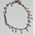 Vtg Sterling Silver Dangle Hearts Tribal Handmade Chain Bracelet or Anklet Lot