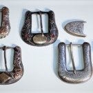 Vintage 10K Gold & Sterling Silver Wesgtern Cowboy Belt Buckles Lot of 6 Pieces