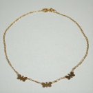 Vintage 14K YG Butterflies Figaro Chain Anklet Bracelet Lot 10"