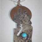 Vtg Sterling Silver Turquoise SOUTHWEST Navajo Wolf Moon Pendant Necklace Lot