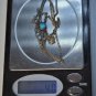 Vintage Sterling Silver Turquoise Navajo Curved Bar Pendant Necklace 21"