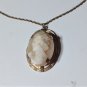 Antique Edwardian Gold Plated Cameo Pendant on 12K GF Chain Necklace ~18"